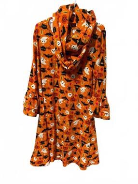 Rare Editions Kids Orange Halloween Ghost & Pumpkin Dress w Matching Scarf Sz 12